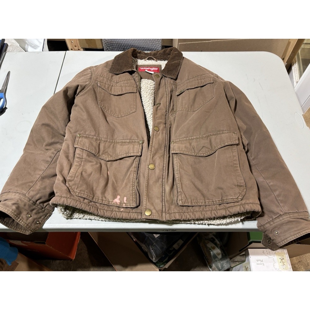 Sherpa Jacket Wrangler Lined Men's Trucker  Corduroy‎ Collar Large Western